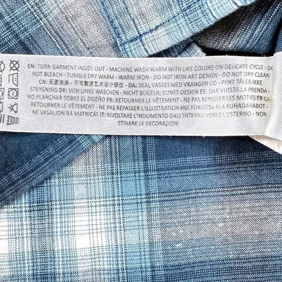 Ariat‎ Retro Fit Plaid Western Snap Button Long Sleeve Shirt Men"s M Blue White - Picture 8 of 9